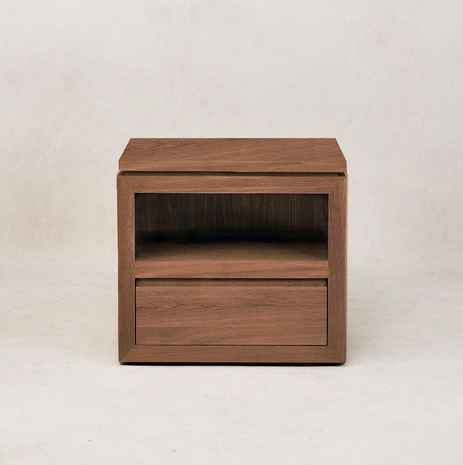 Sofita Mocha Finish Solid Oak Nightstand with Storage