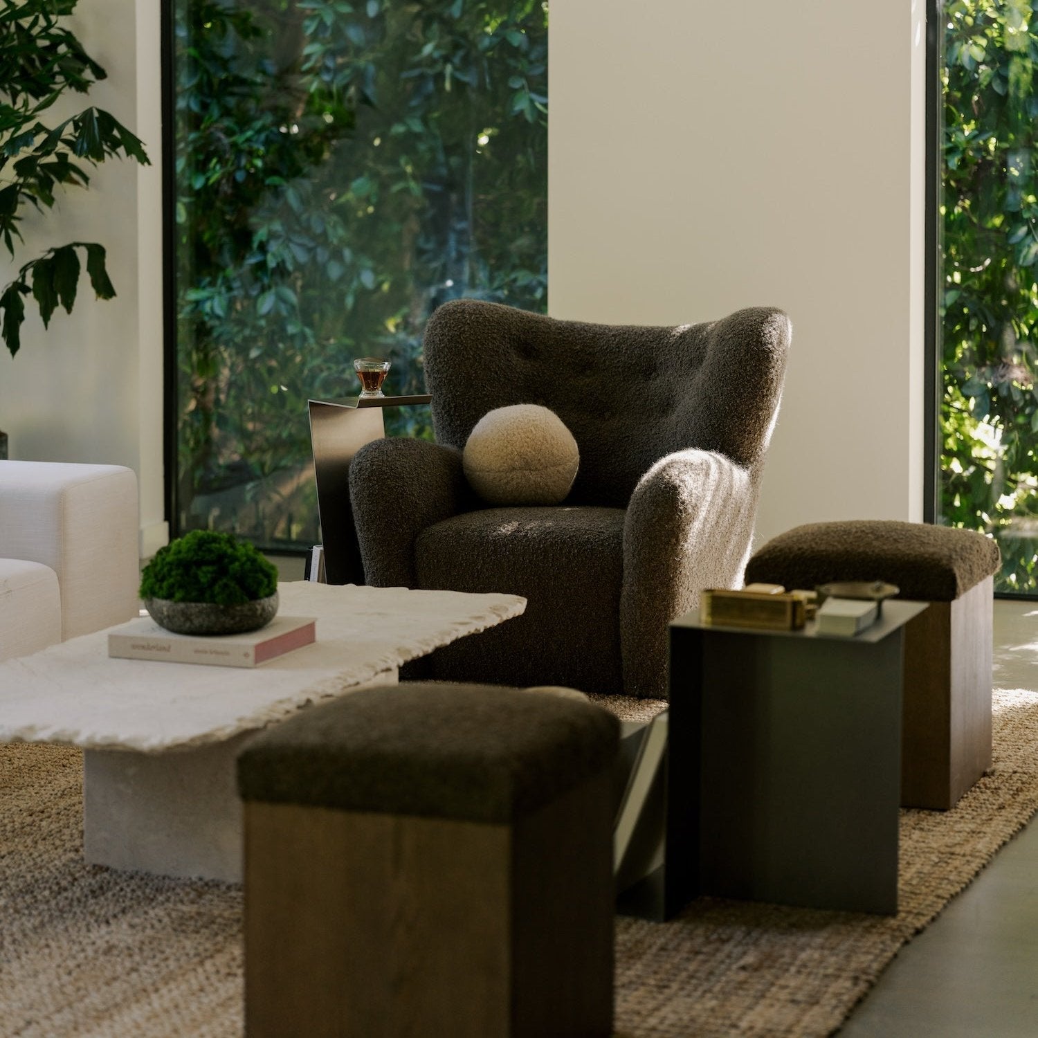 Mocha Boucle Papa Teddy Lounge Chair - Luxury Italian Design