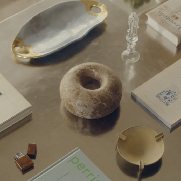 Elegant Handcrafted Emperador Marble Donut Bowl - Unique Decor