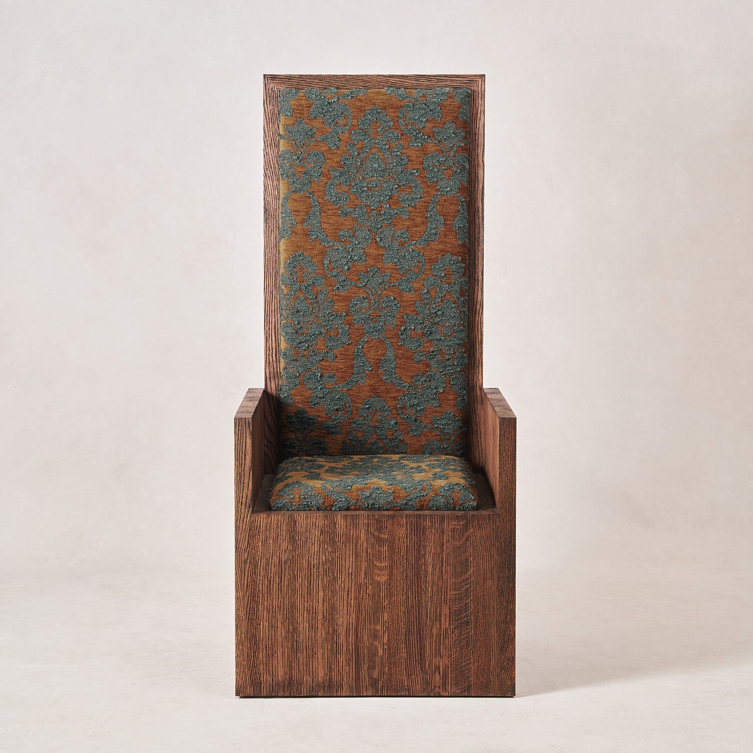 Italian Artisan Accent Chair in Burnt Orange & Teal Boucle