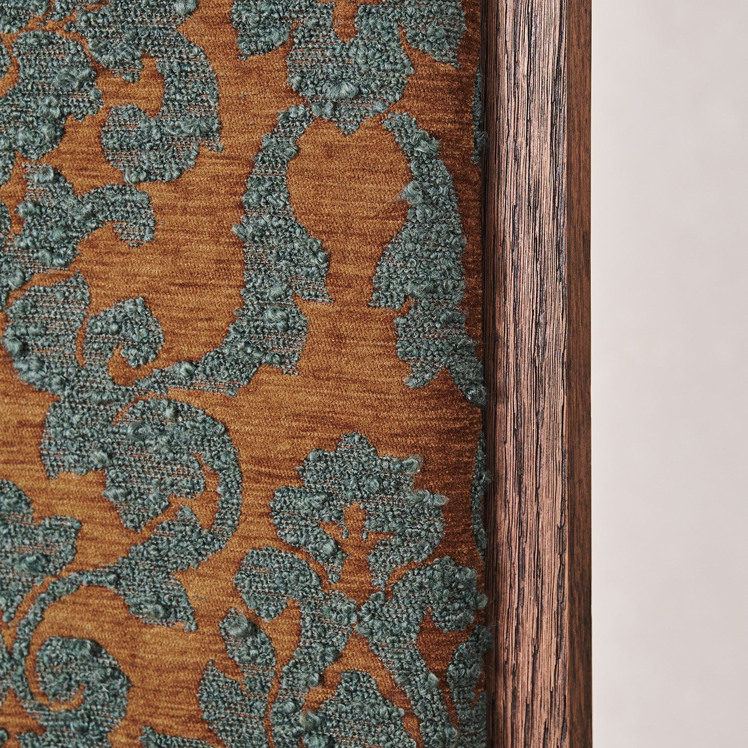 Italian Artisan Accent Chair in Burnt Orange & Teal Boucle