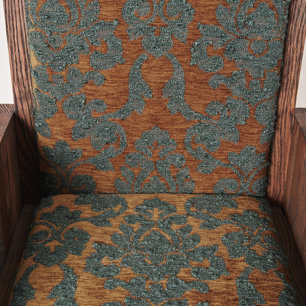Italian Artisan Accent Chair in Burnt Orange & Teal Boucle