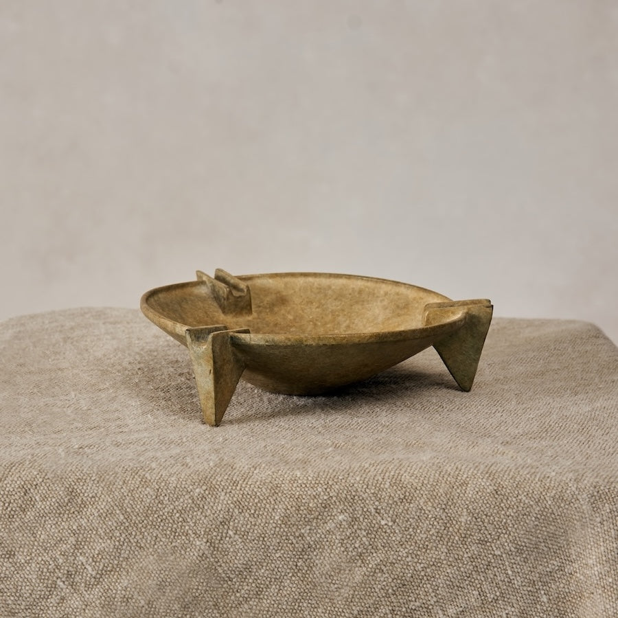 Elegant Milan Stone Ashtray - Vintage Brass Decor Accent