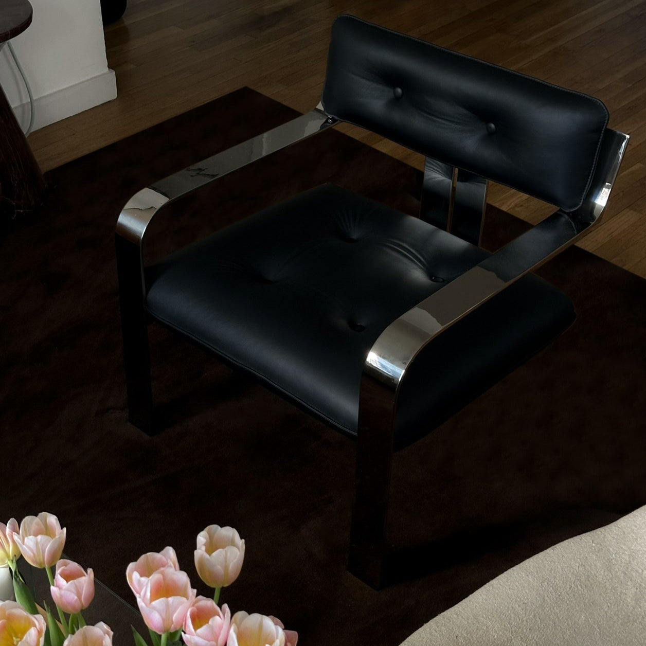 Limited Edition Black Leather Accent Chair by Gordon von Steiner