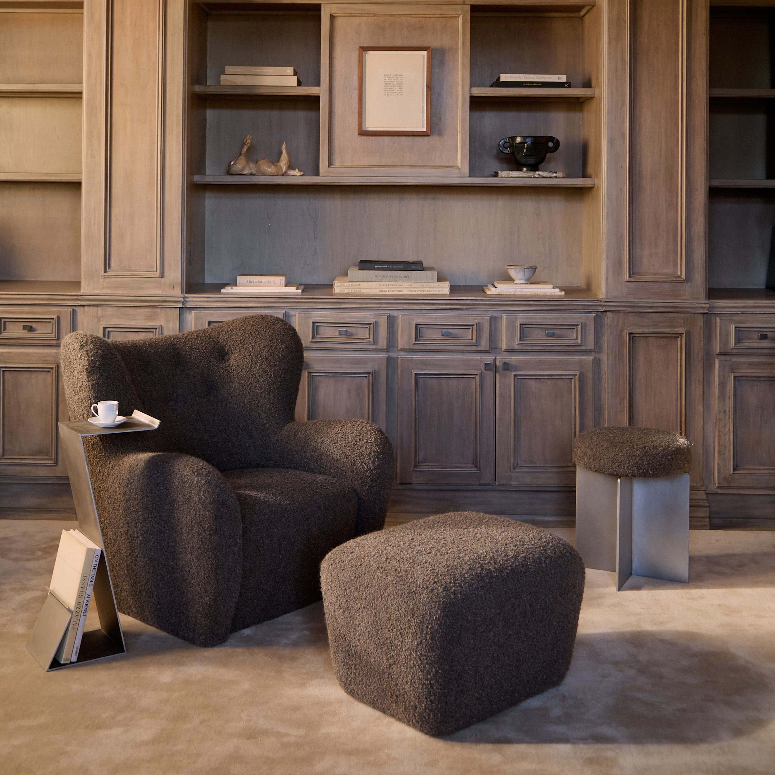 Mocha Boucle Papa Teddy Lounge Chair - Luxury Italian Design