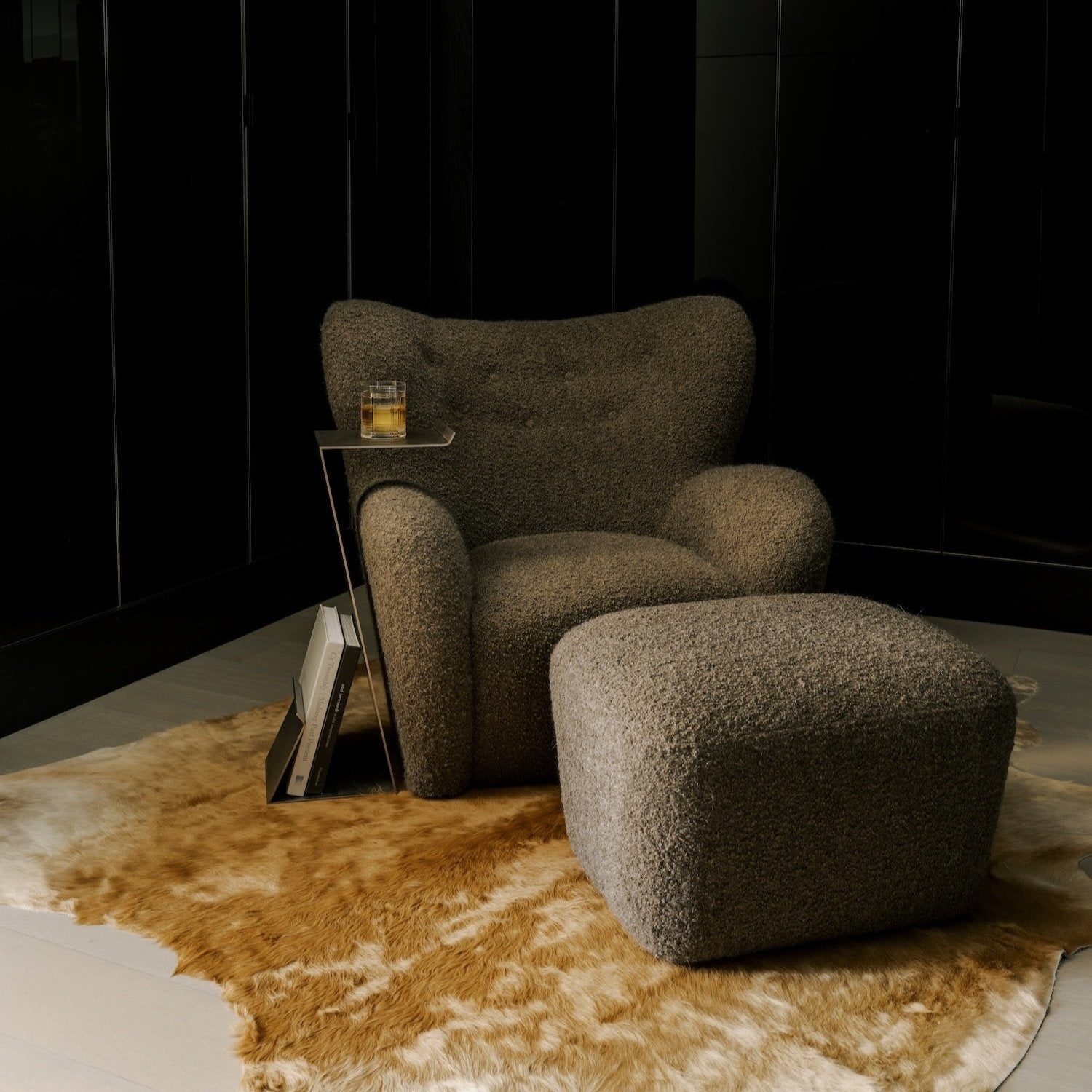 Mocha Boucle Papa Teddy Lounge Chair - Luxury Italian Design