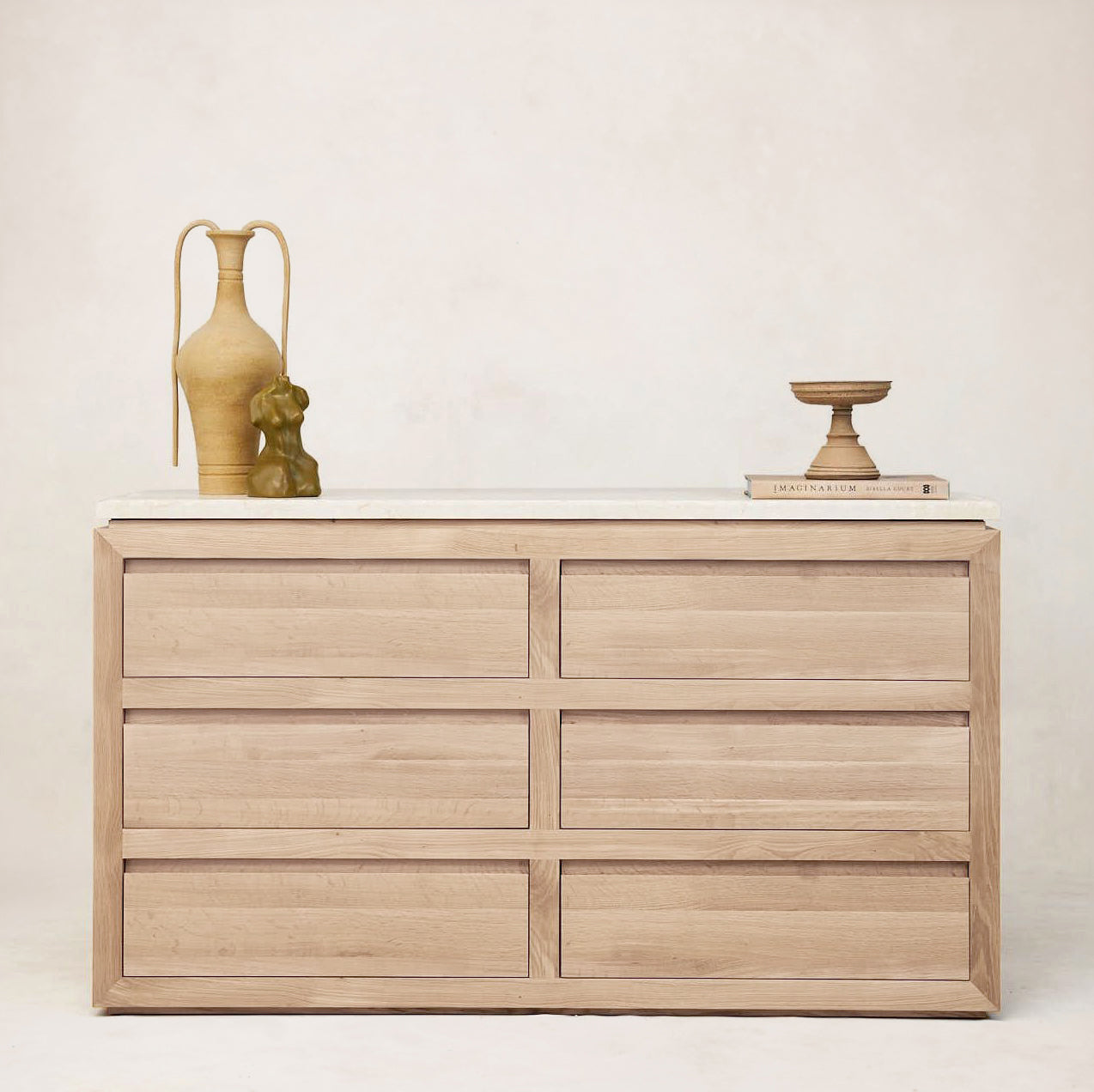Sofita White Oak Marble Dresser - Elegant Storage Solution