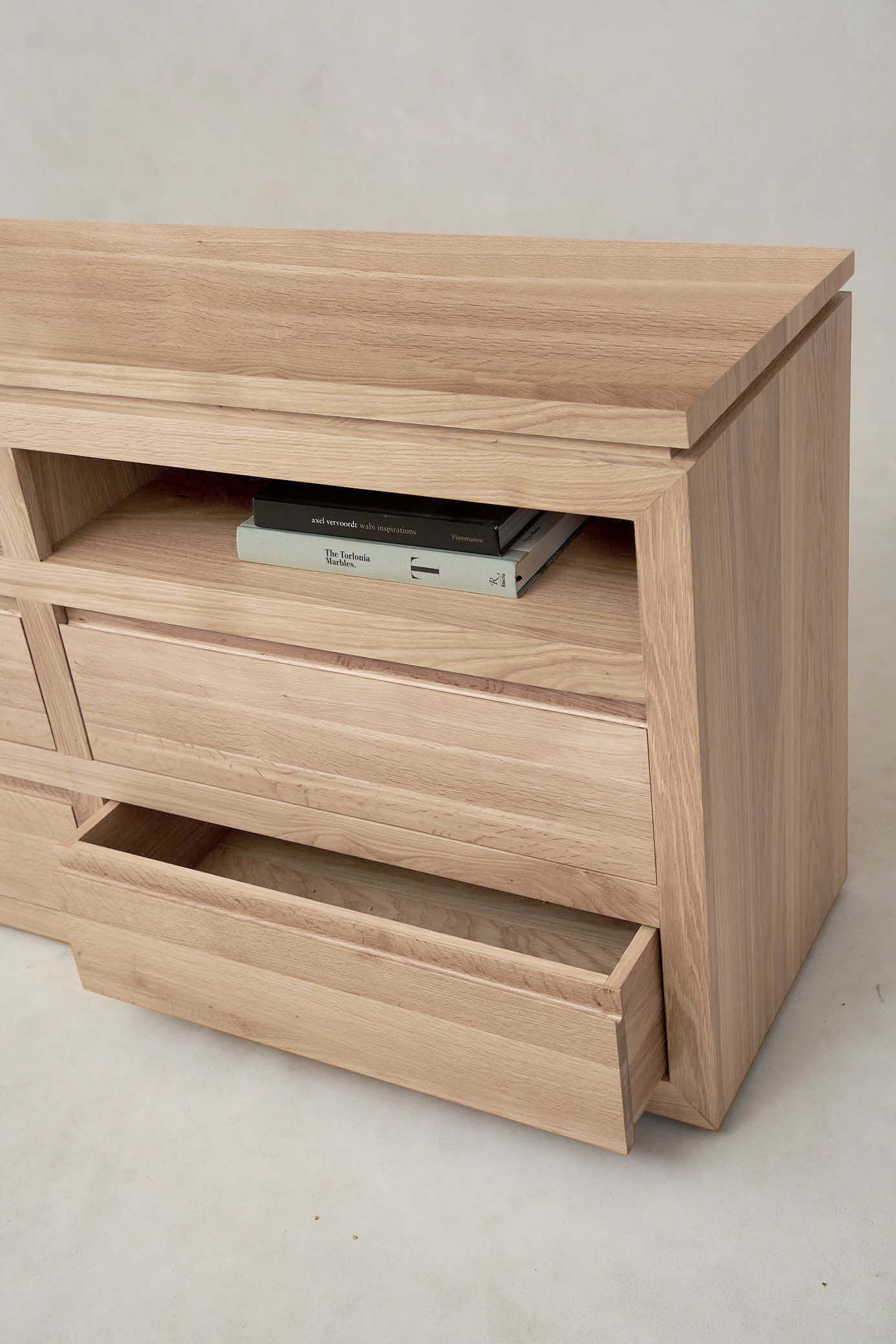 Sofita White Oak Dresser with Marble Accent - Premium Storage