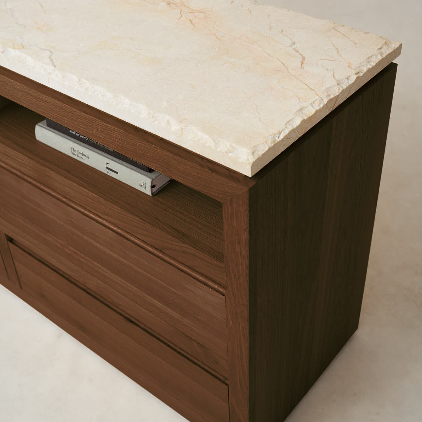 Luxurious Sofita Marble Mocha Dresser with Soft-Close Storage