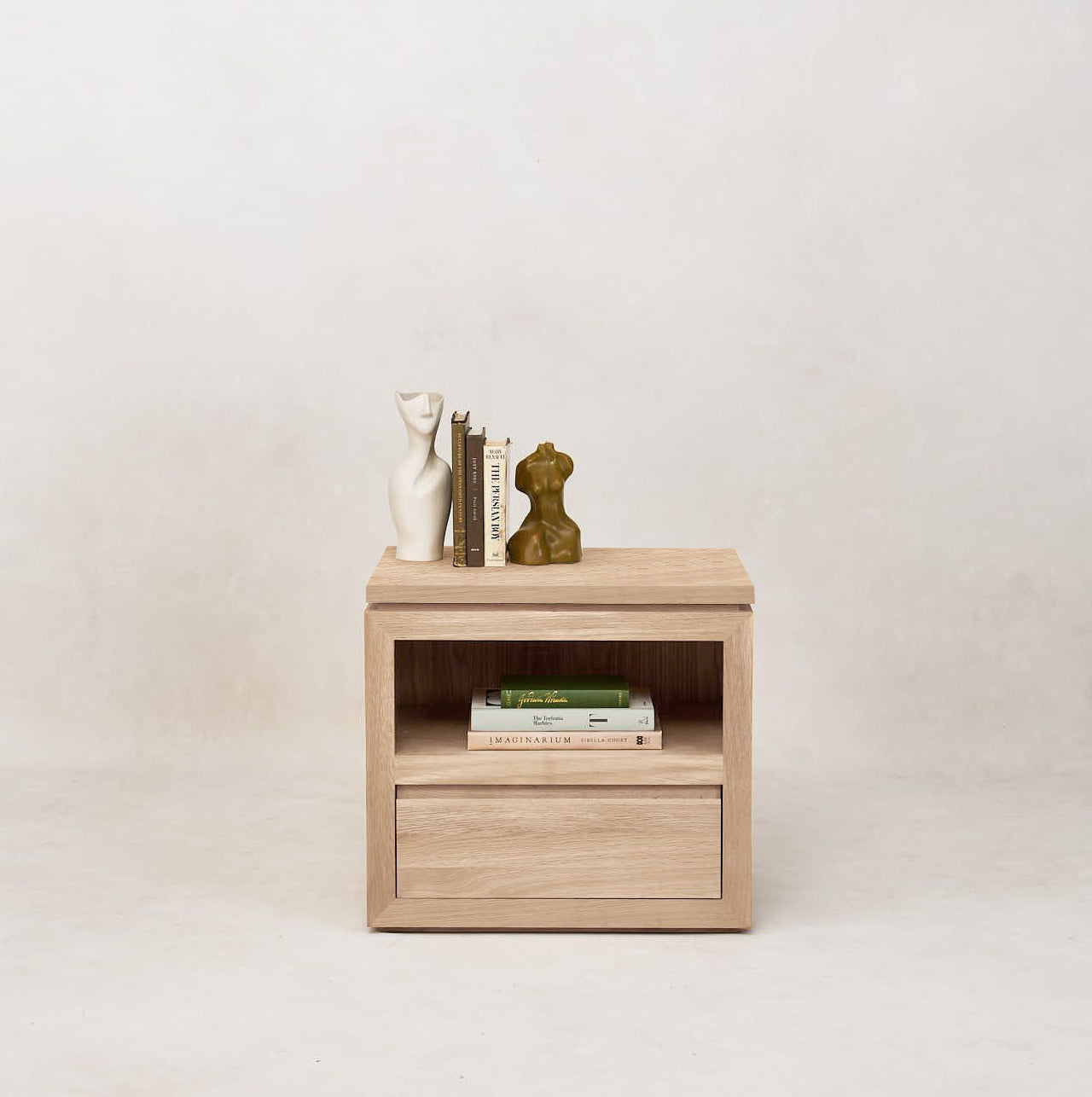 Elegant White Oak Nightstand with Soft-Close Drawers