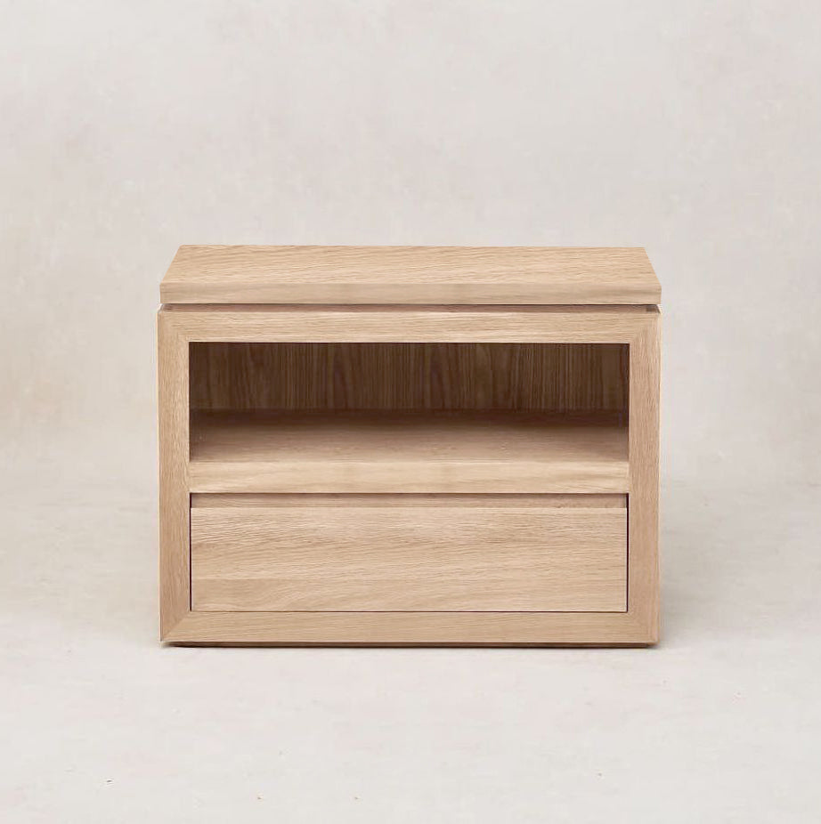 Elegant White Oak Nightstand with Soft-Close Drawers