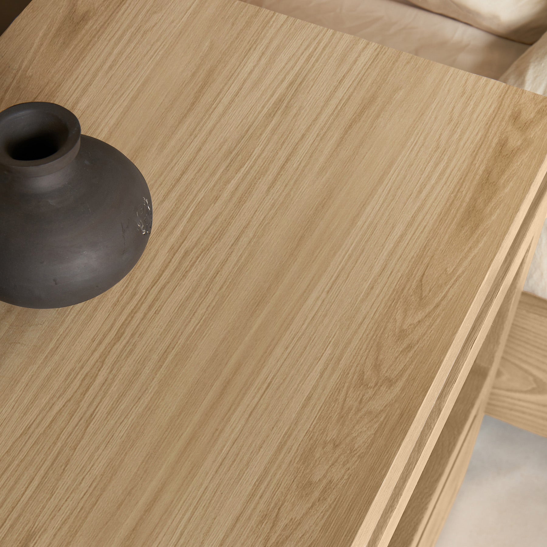 Elegant White Oak Nightstand with Soft-Close Drawers