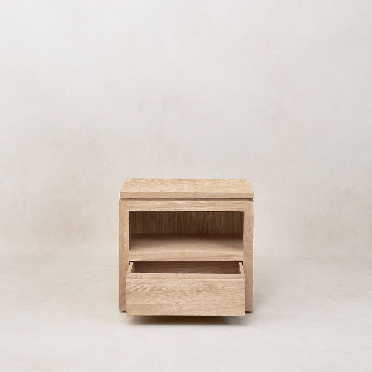 Elegant White Oak Nightstand with Soft-Close Drawers