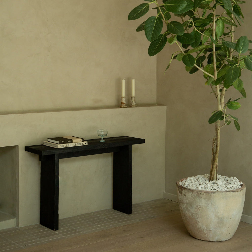 Handcrafted Shou Sugi Ban Console Table – Modern Entryway Elegance