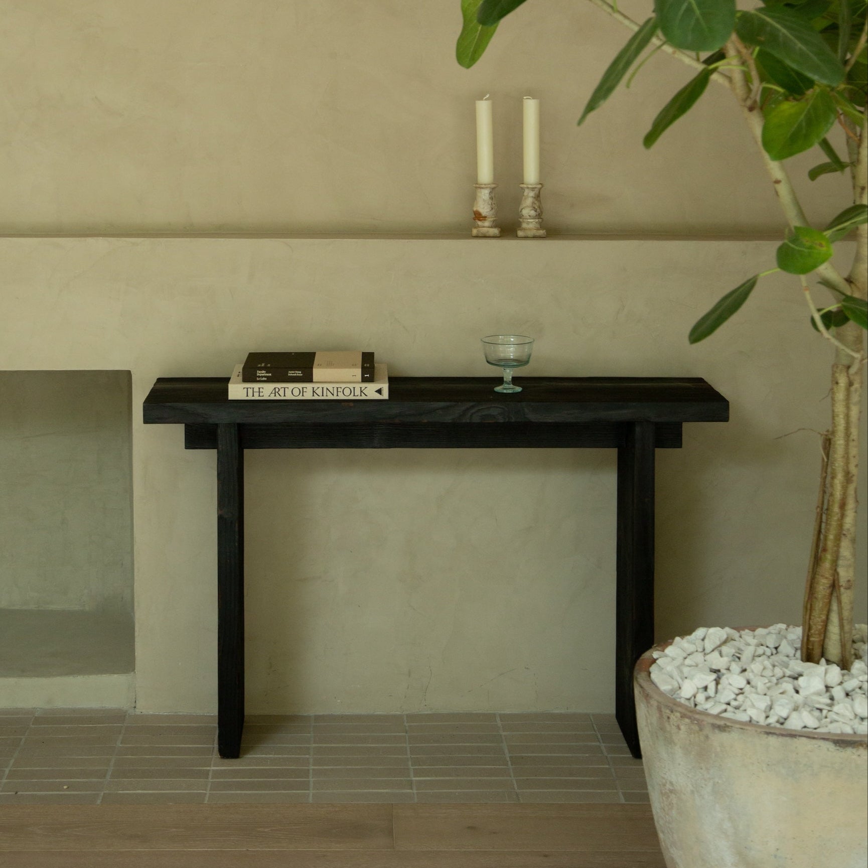 Handcrafted Shou Sugi Ban Console Table – Modern Entryway Elegance