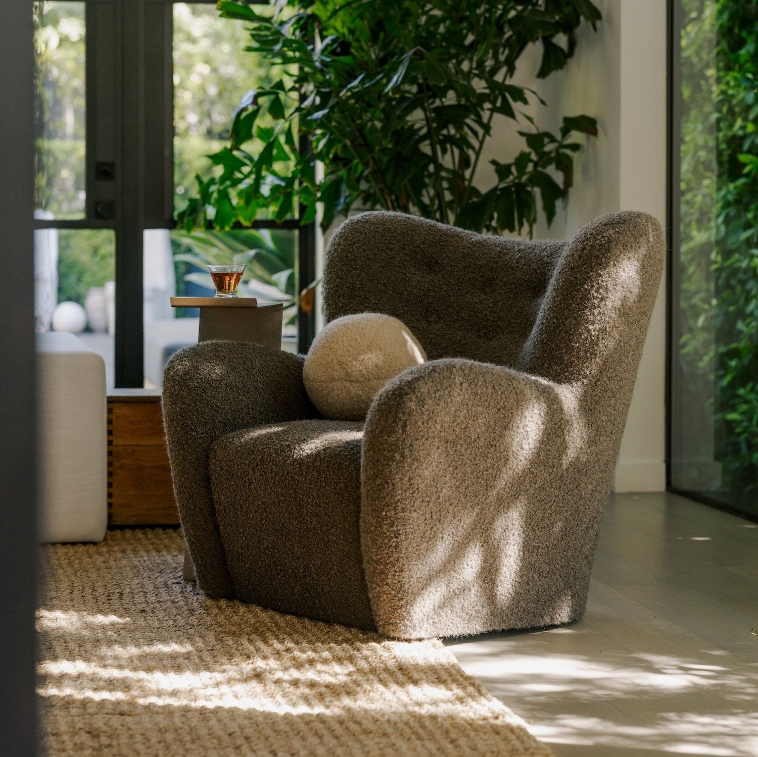 Mocha Boucle Papa Teddy Lounge Chair - Luxury Italian Design