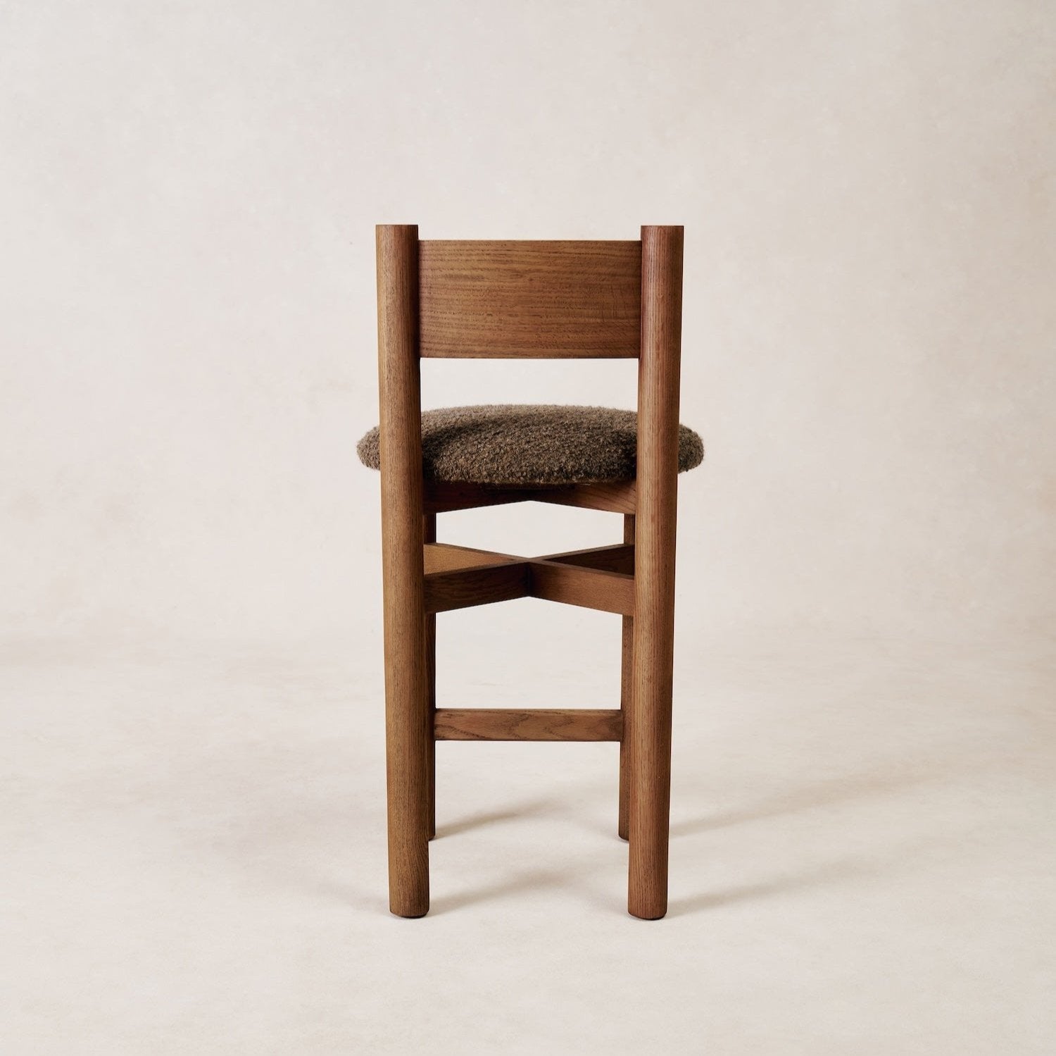 Elegant Mocha Boucle Counter Stool - Solid Oak Design