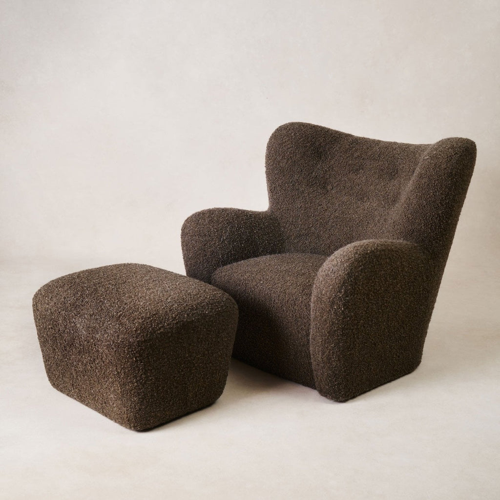 Mocha Boucle Papa Teddy Lounge Chair - Luxury Italian Design