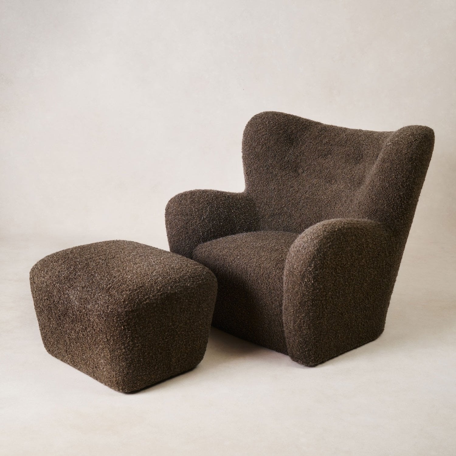 Mocha Boucle Papa Teddy Lounge Chair - Luxury Italian Design