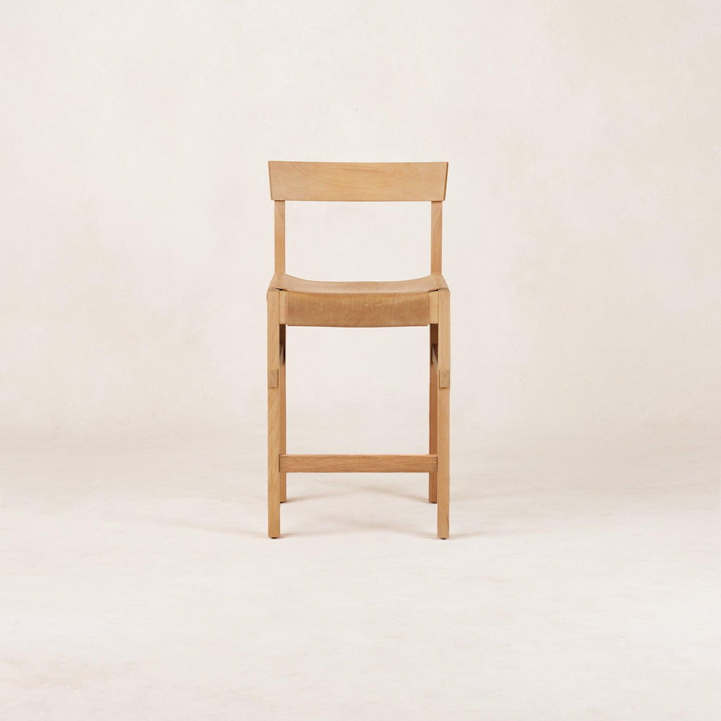 Shinto Natural Counter Stool with Handcrafted Leather Design