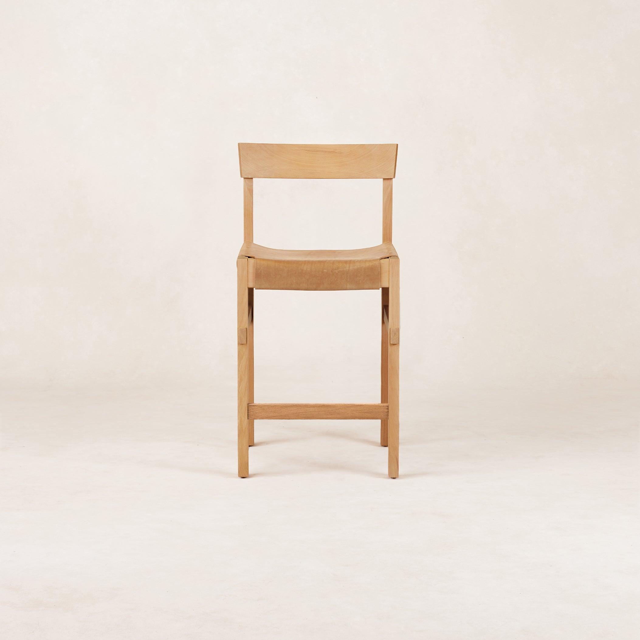 Shinto Natural Counter Stool with Handcrafted Leather Design