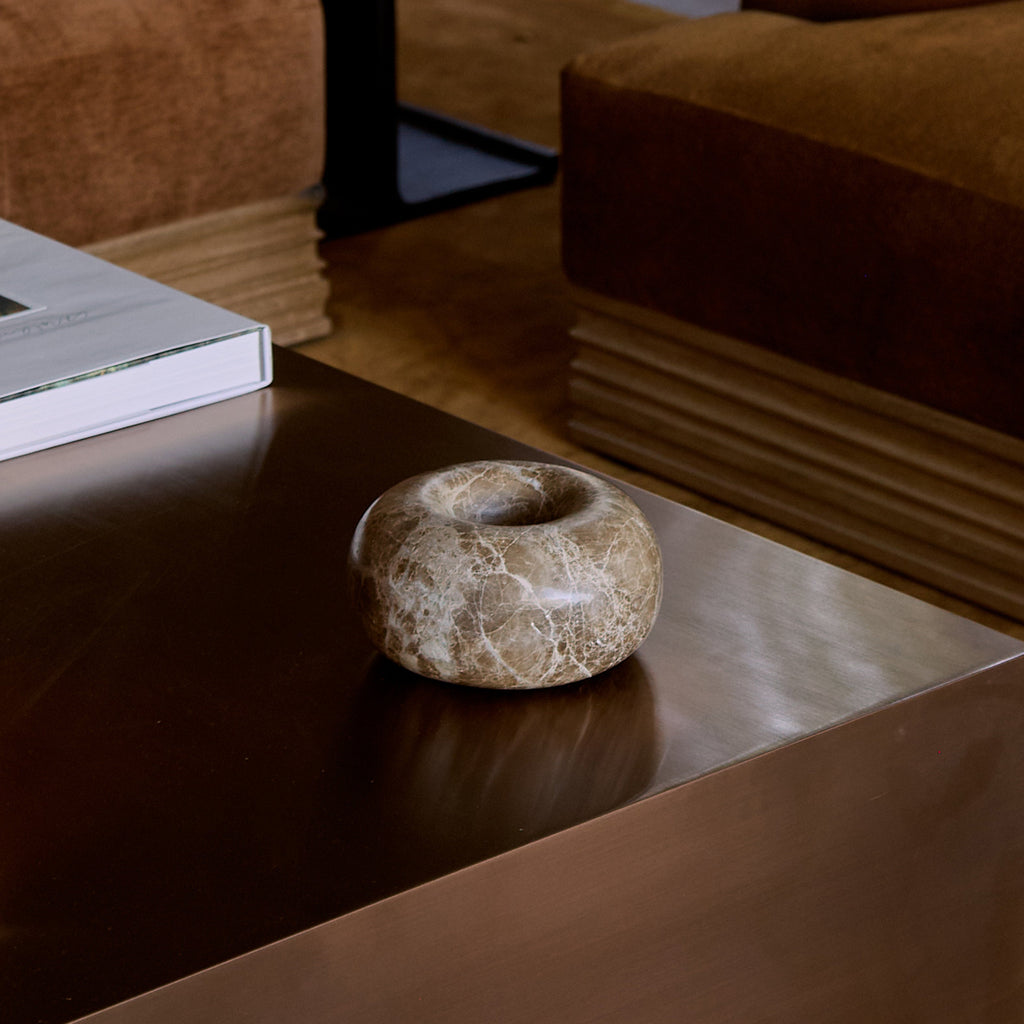 Elegant Handcrafted Emperador Marble Donut Bowl - Unique Decor