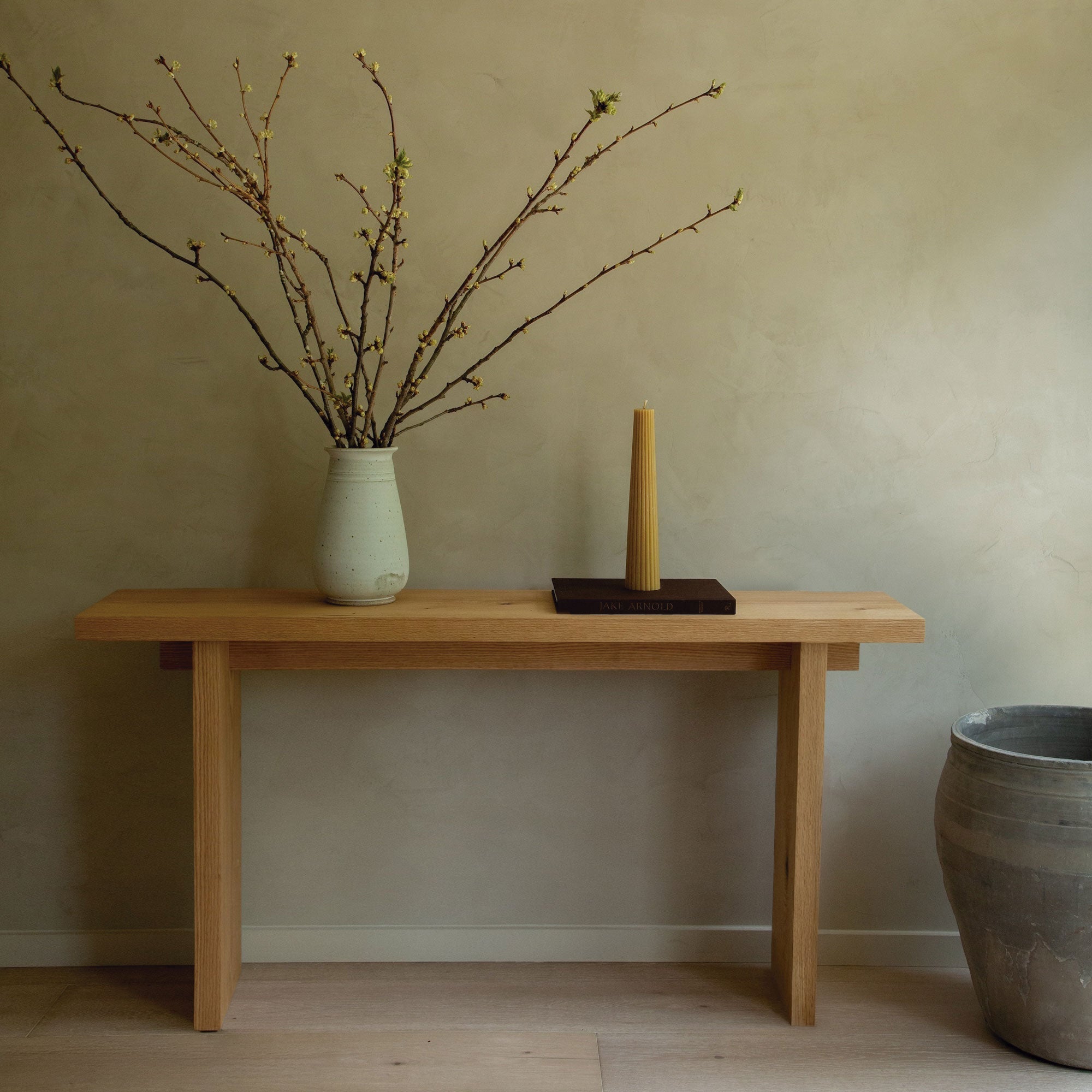 Minimalist White Oak Kyoto Console Table for Entryway