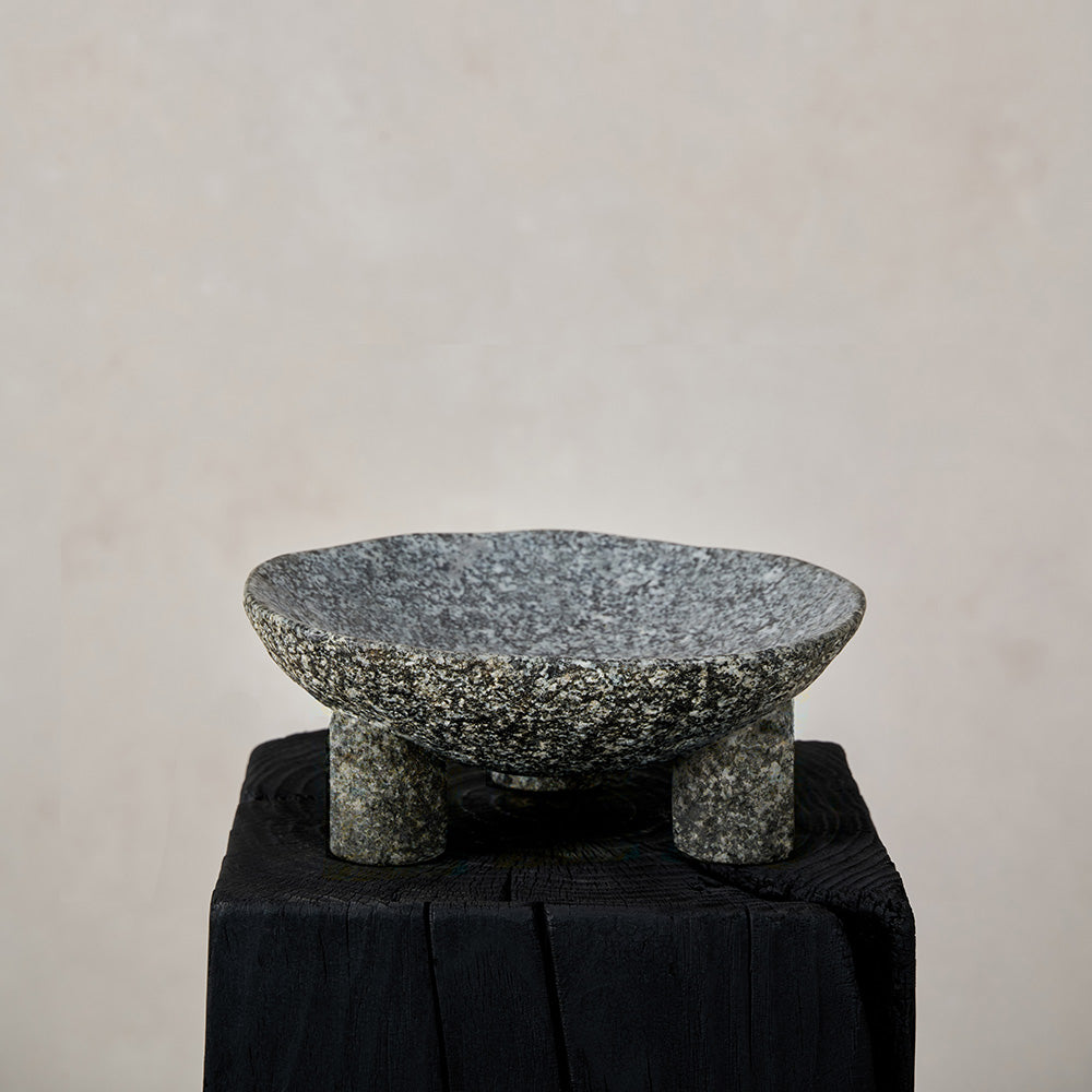 Handcrafted River Stone Bowl with Footed Base - Natural Elegance