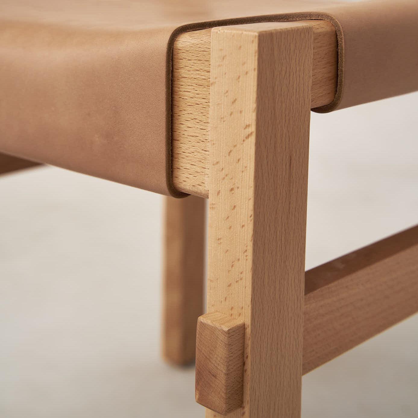 Shinto Natural Counter Stool with Handcrafted Leather Design