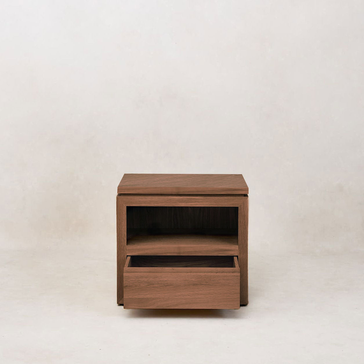 Sofita Mocha Finish Solid Oak Nightstand with Storage
