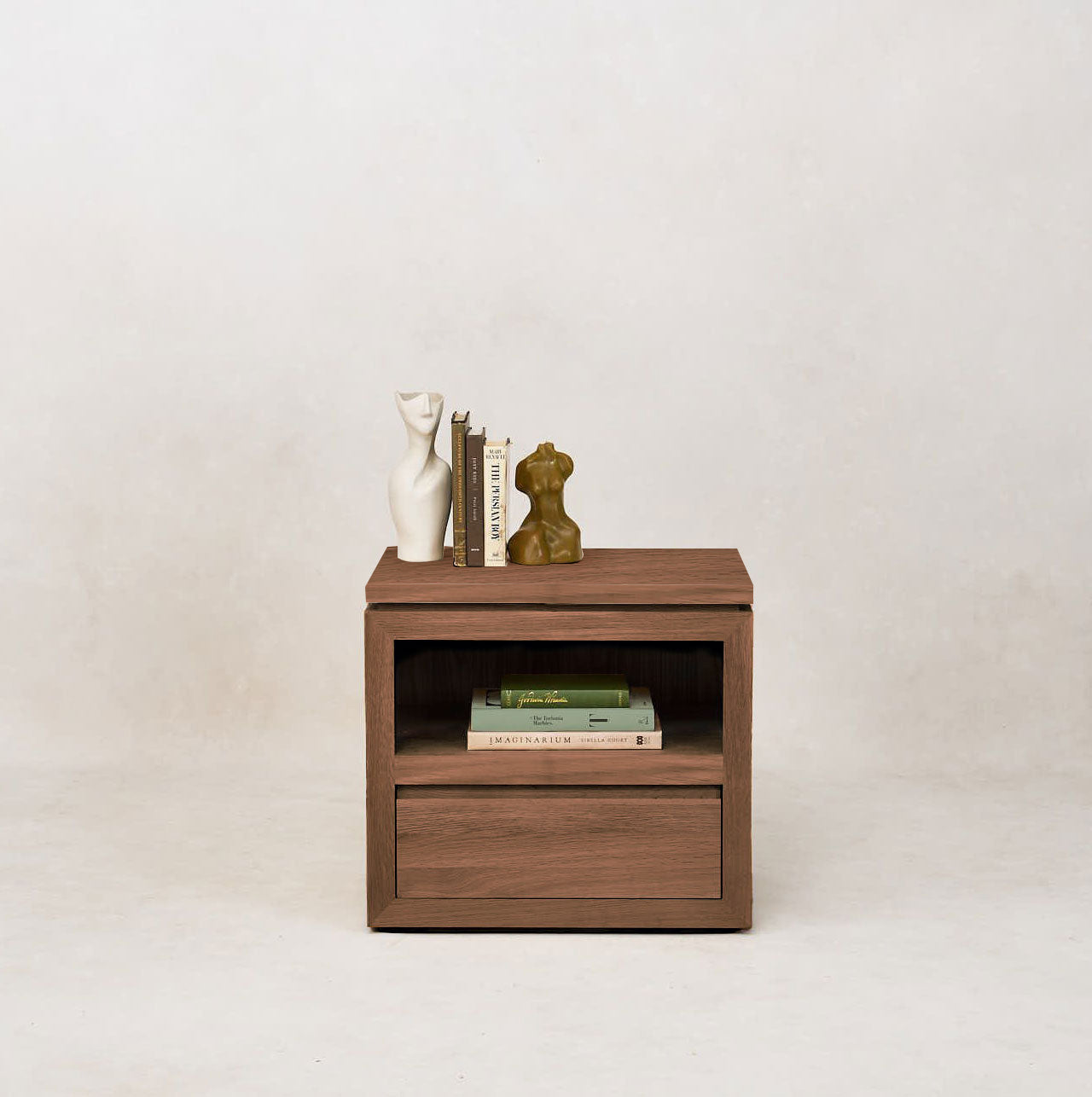 Sofita Mocha Finish Solid Oak Nightstand with Storage