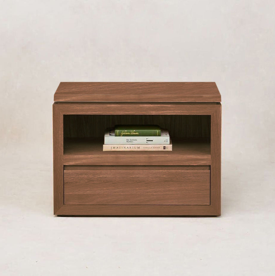 Sofita Mocha Finish Solid Oak Nightstand with Storage