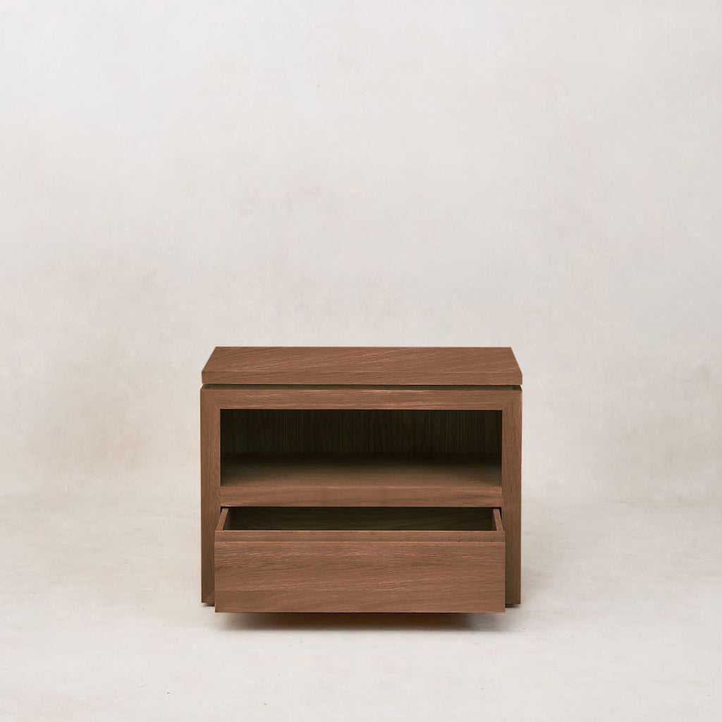 Sofita Mocha Finish Solid Oak Nightstand with Storage
