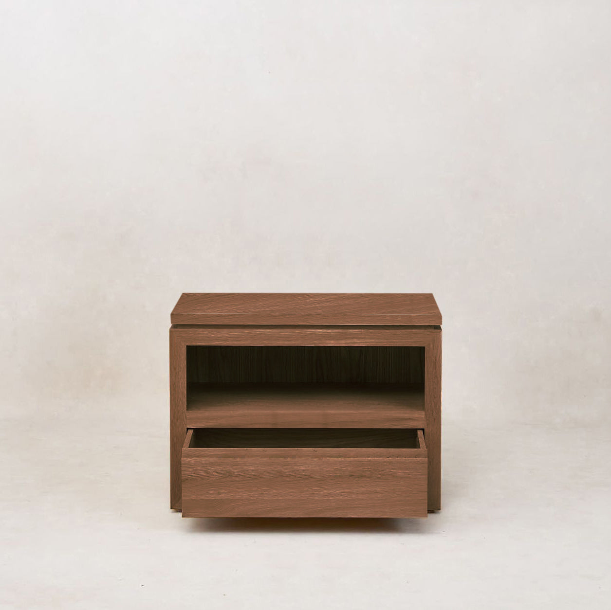 Sofita Mocha Finish Solid Oak Nightstand with Storage