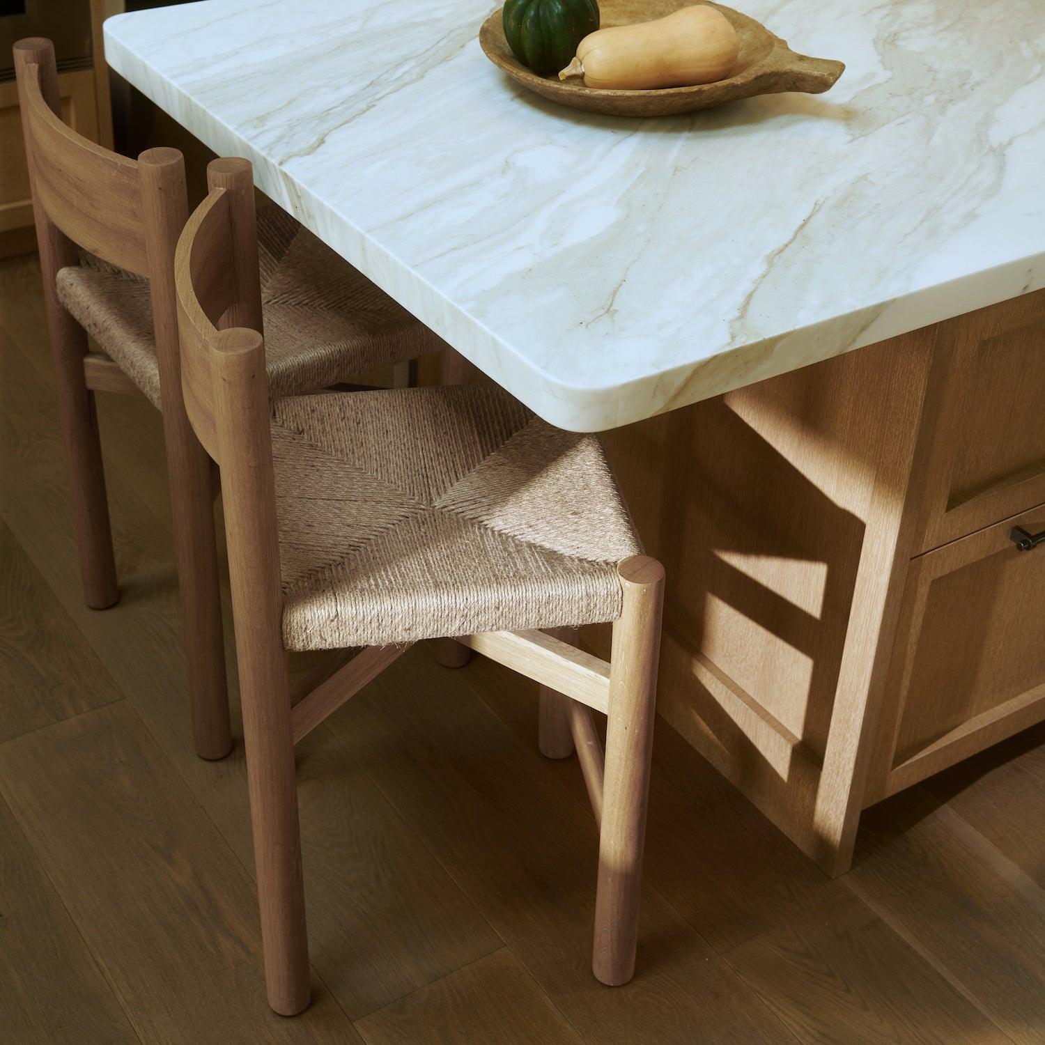 Elegant Nonna Counter Stool in Warm Oak with Jute Seat