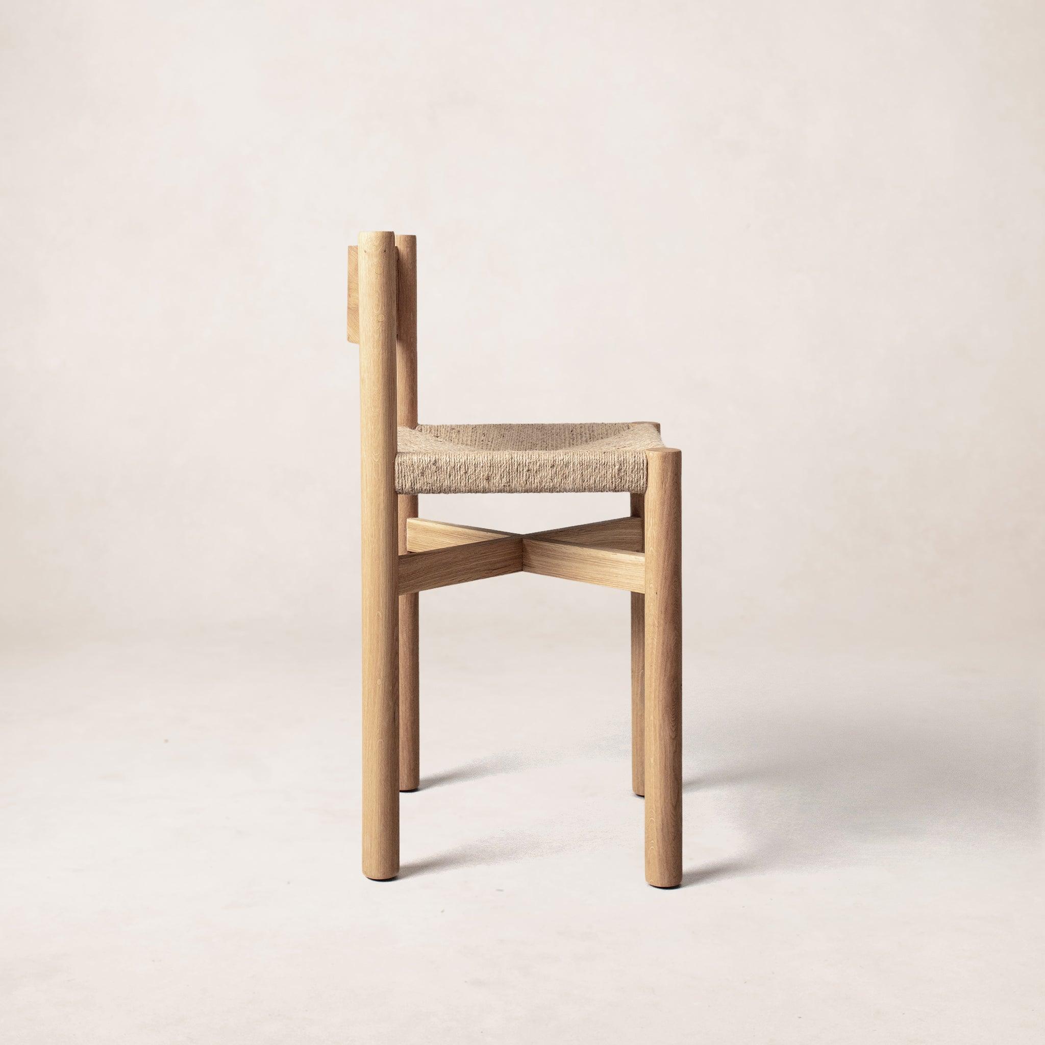 Elegant Nonna Counter Stool in Warm Oak with Jute Seat