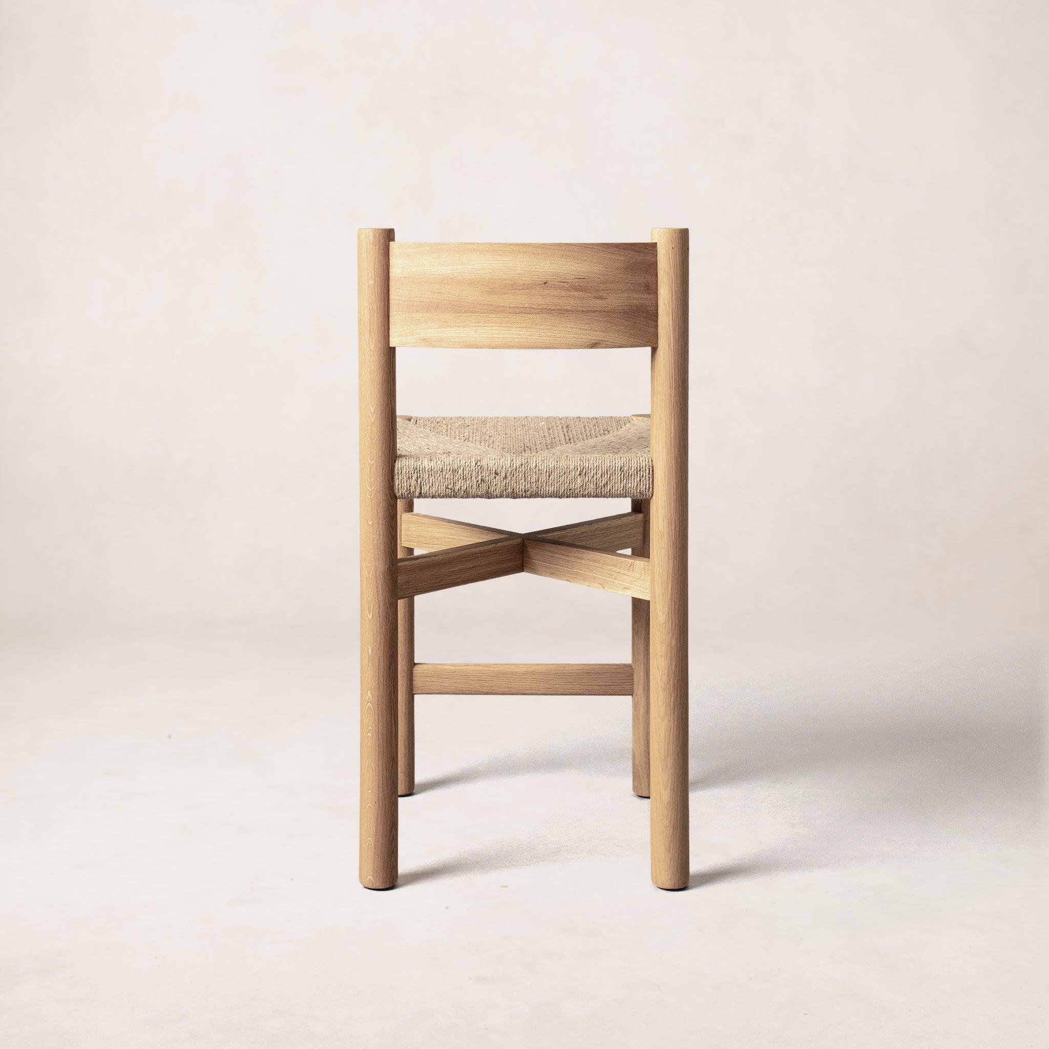 Elegant Nonna Counter Stool in Warm Oak with Jute Seat