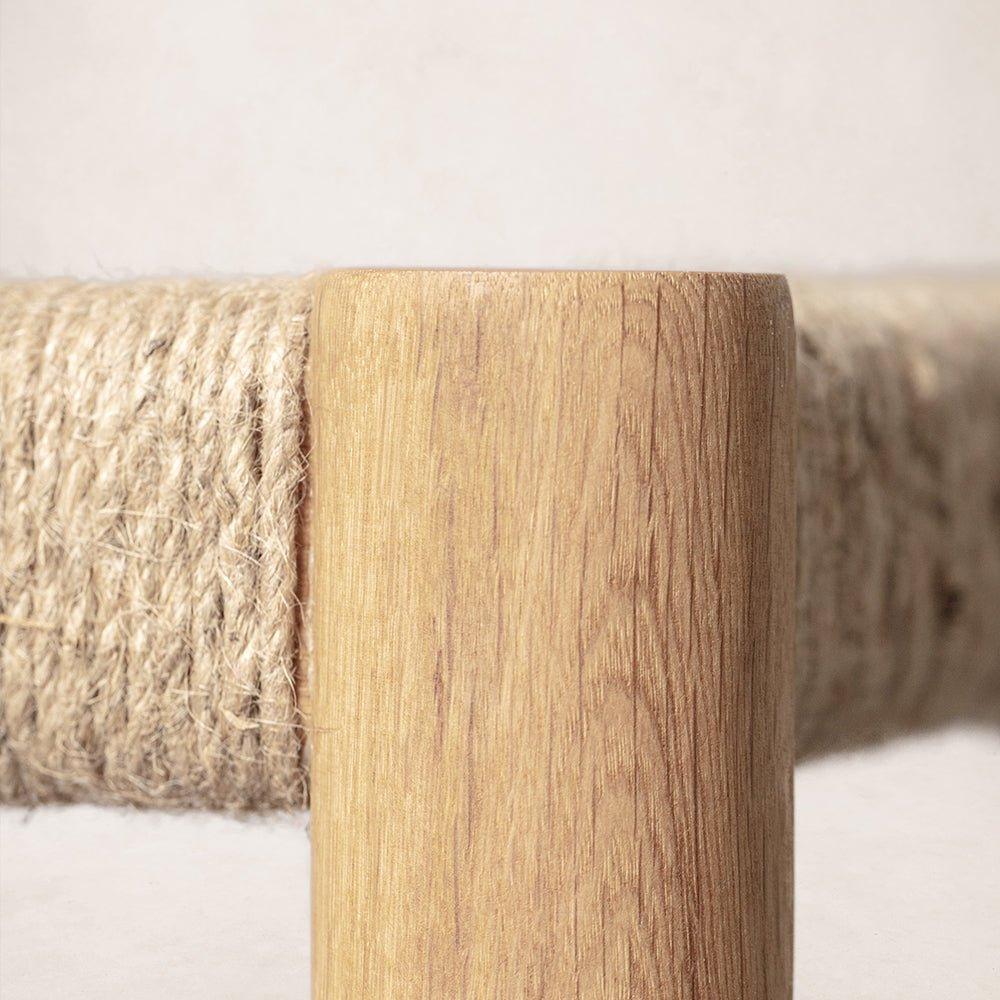 Elegant Nonna Counter Stool in Warm Oak with Jute Seat