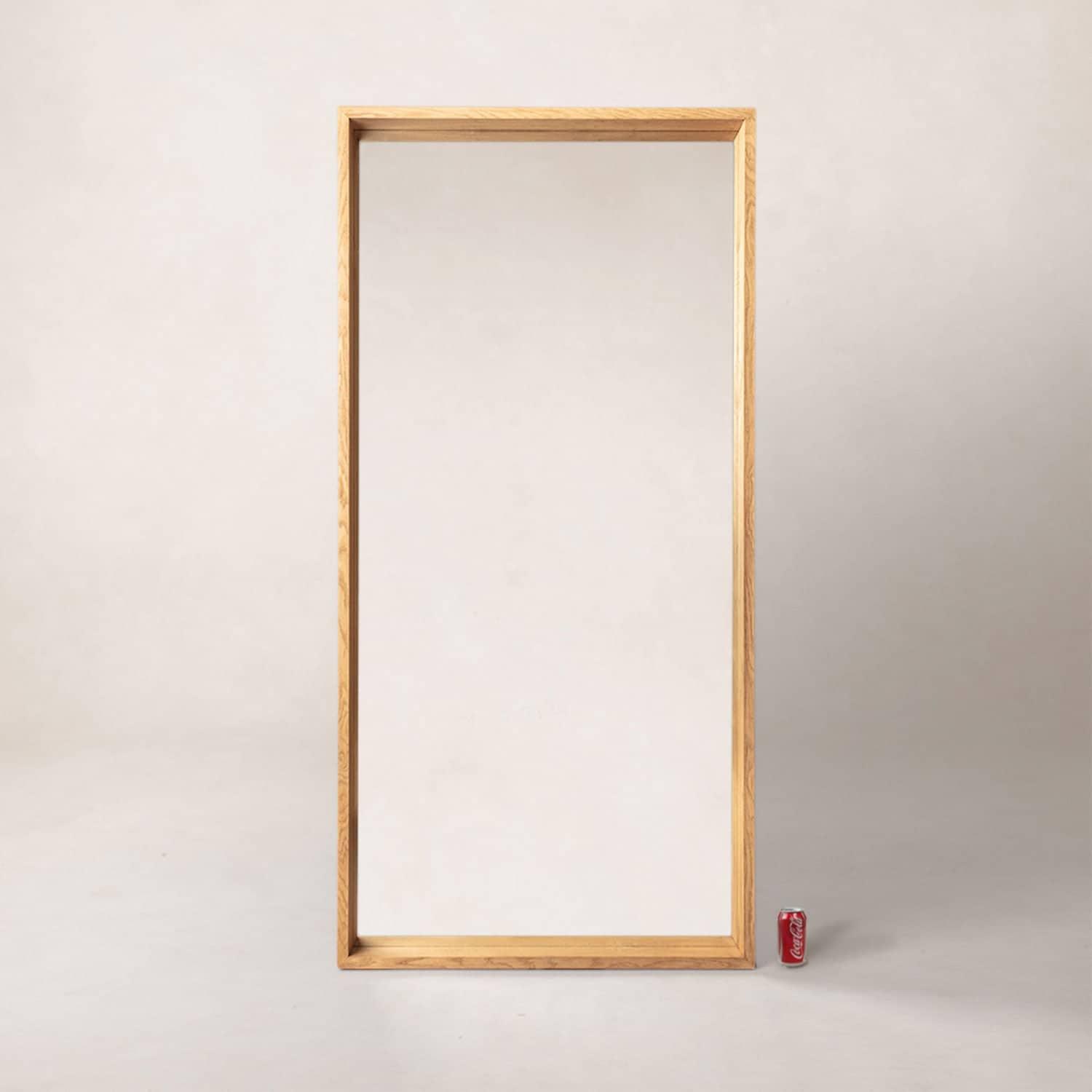 Elegant Full-Length Floor Mirror with Warm Oak Frame