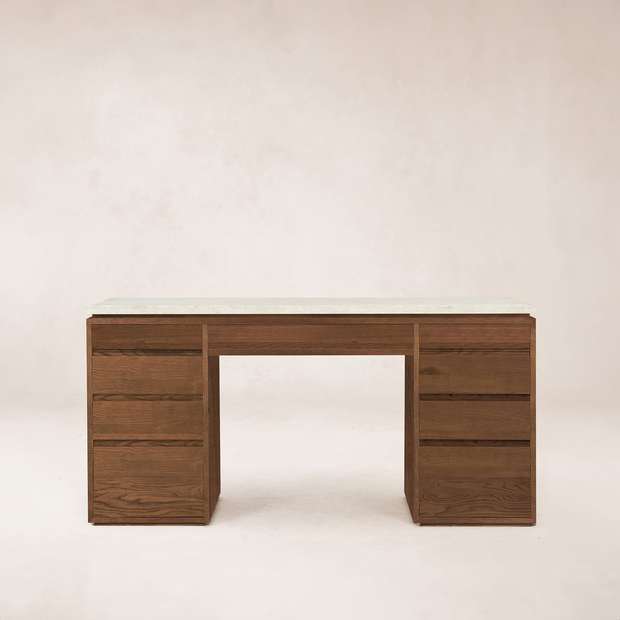 Elegant Ojai Vanity Desk with Oak and Stone Finishes