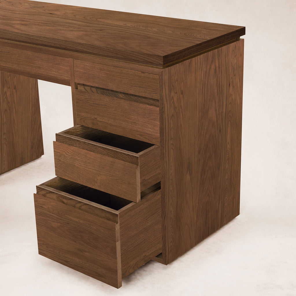 Elegant Ojai Vanity Desk with Oak and Stone Finishes