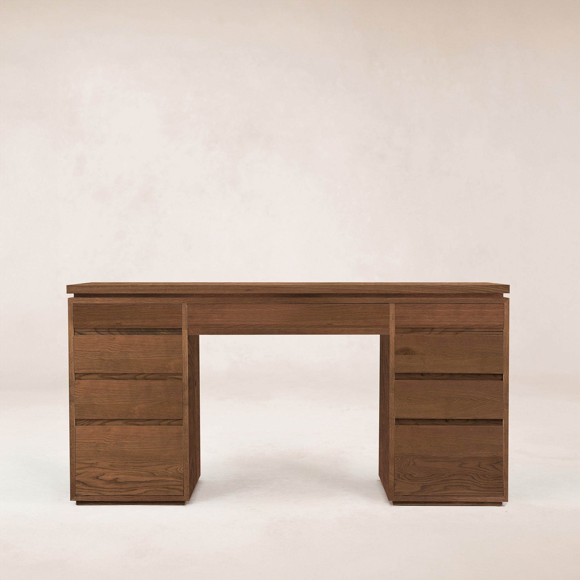Elegant Ojai Vanity Desk with Oak and Stone Finishes