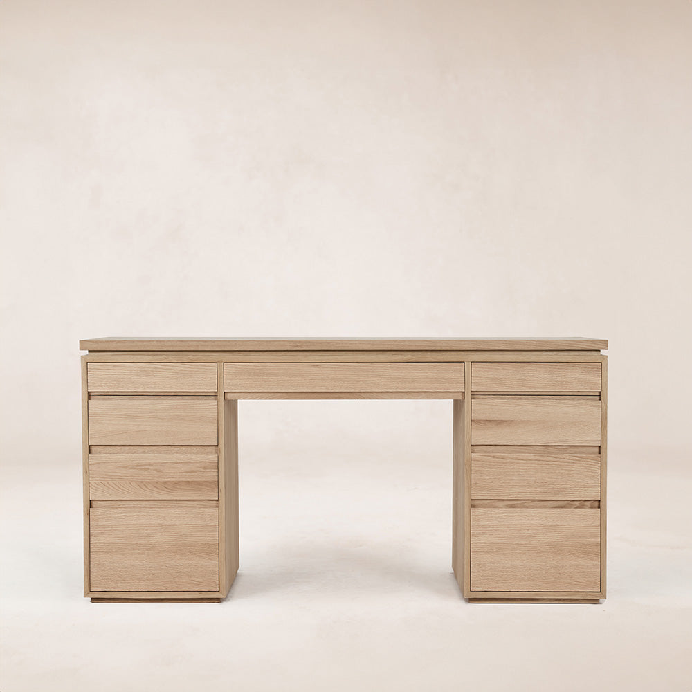 Elegant Ojai Vanity Desk with Oak and Stone Finishes