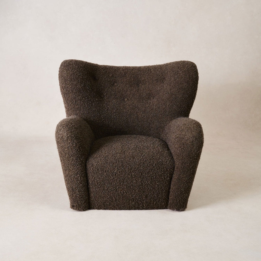 Mocha Boucle Papa Teddy Lounge Chair - Luxury Italian Design