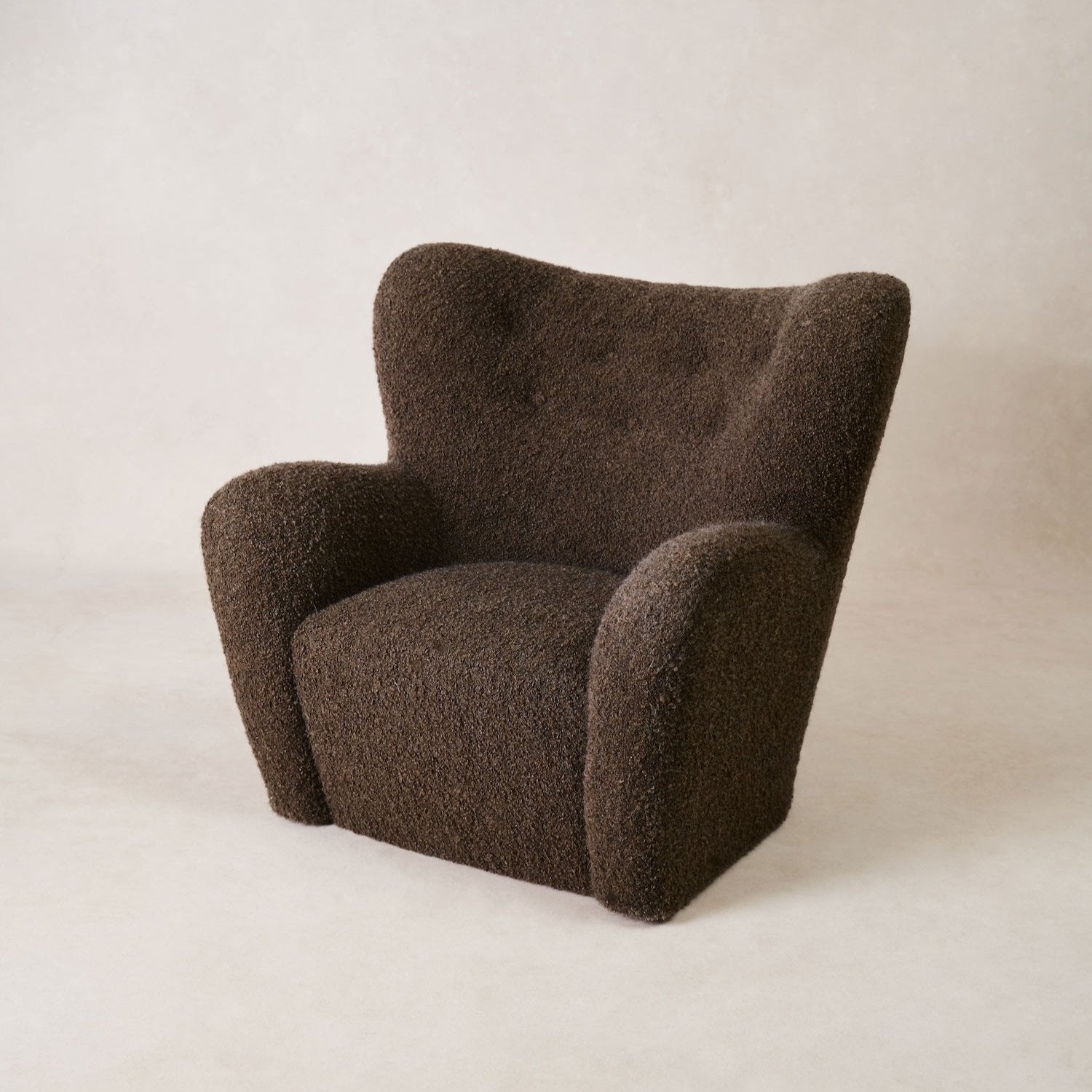 Mocha Boucle Papa Teddy Lounge Chair - Luxury Italian Design