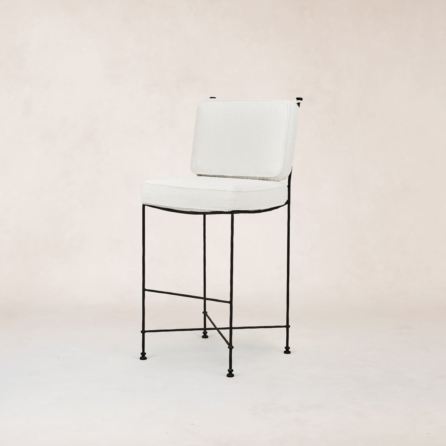 Elegant Boucle Upholstered Outdoor Bar Stool - Weatherproof Design