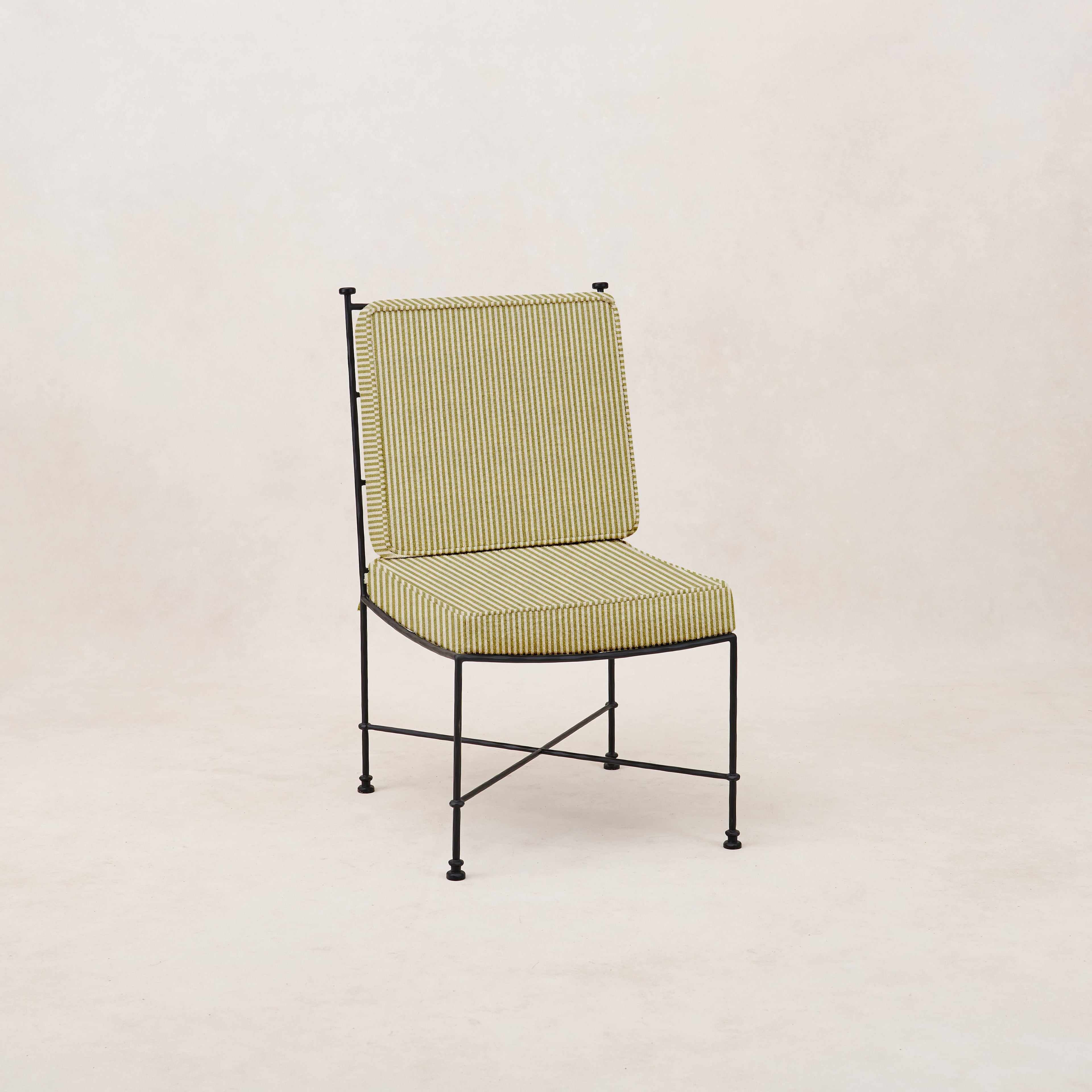 Provence Outdoor Armless Dining Chair - Olive Striped