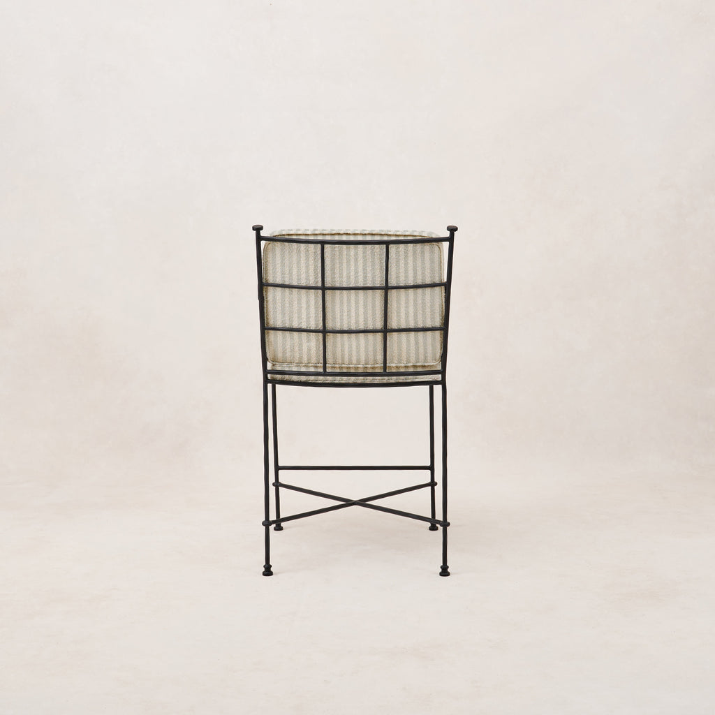 Provence Mist Striped Outdoor Counter Stool - Elegant Patio Seating