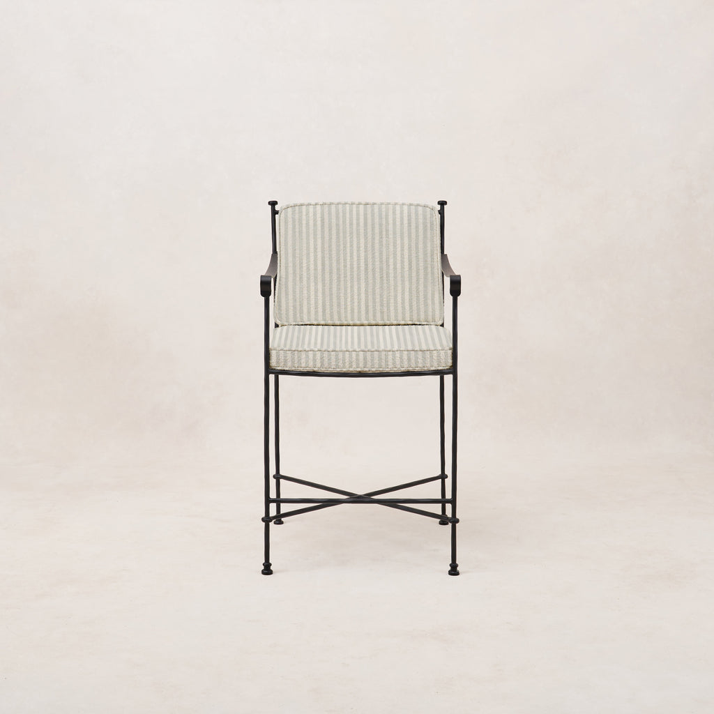 Provence Mist Striped Outdoor Counter Stool - Elegant Patio Seating