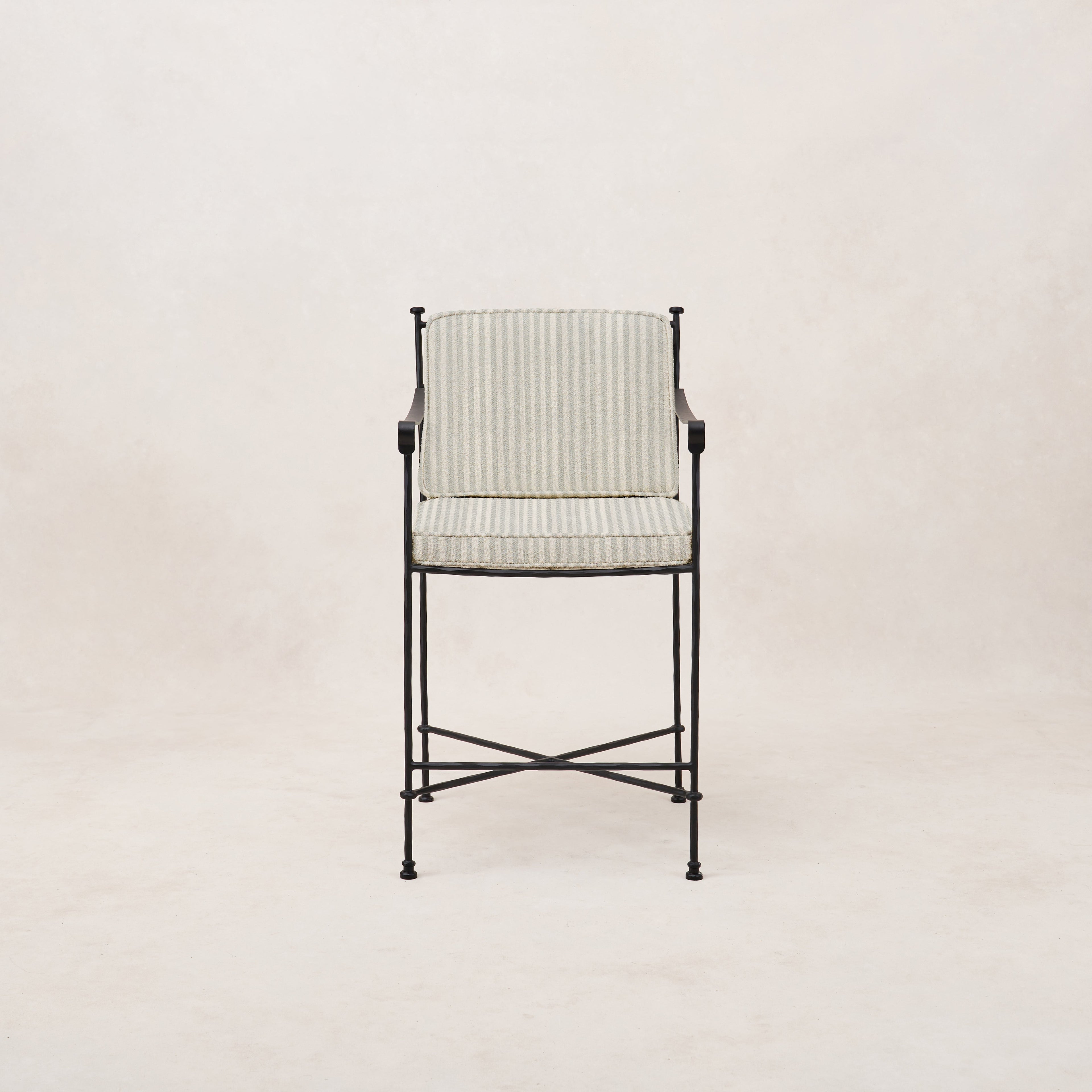 Provence Mist Striped Outdoor Counter Stool - Elegant Patio Seating